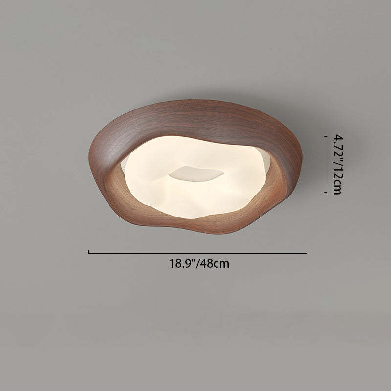 Curved Iron Imitation Wood Grain LED Flush Light