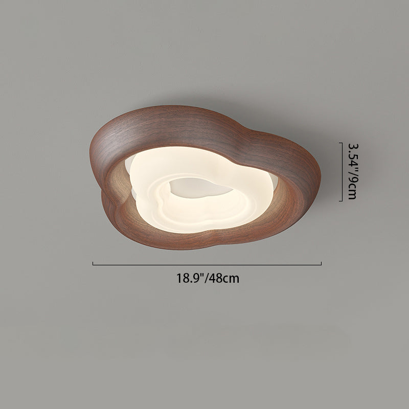Curved Iron Imitation Wood Grain LED Flush Light