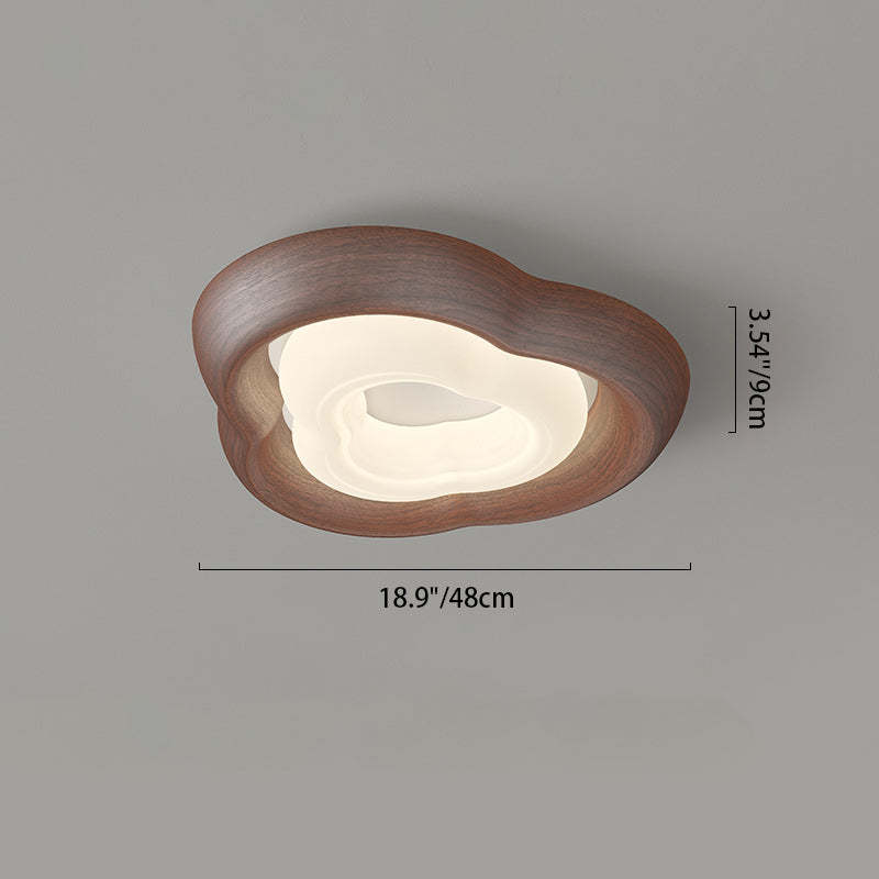 Curved Iron Imitation Wood Grain LED Flush Light