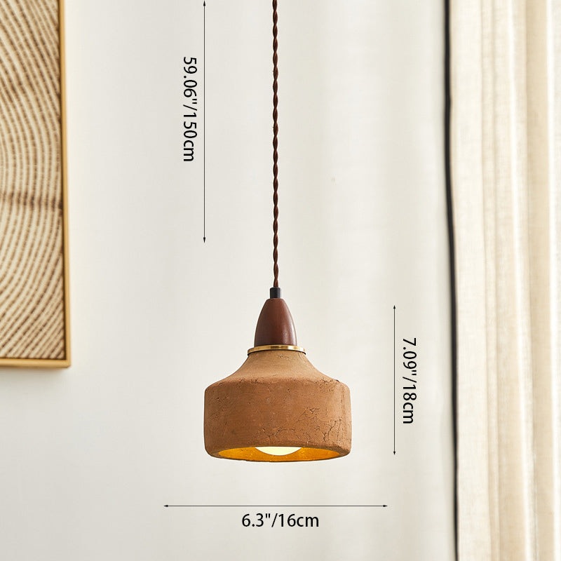 Japanese Wood Ceramic Round Pendant Light - Us