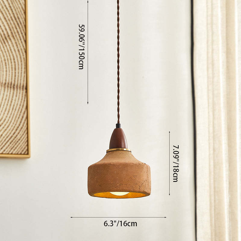 Japanese Wood Ceramic Round Pendant Light - Us