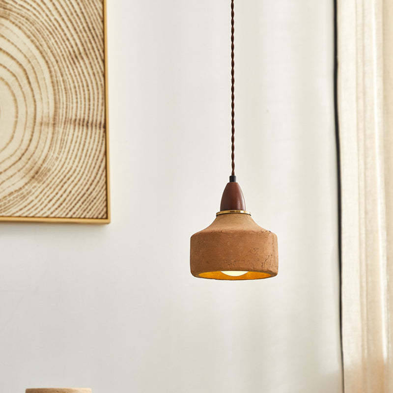 Japanese Wood Ceramic Round Pendant Light - Us