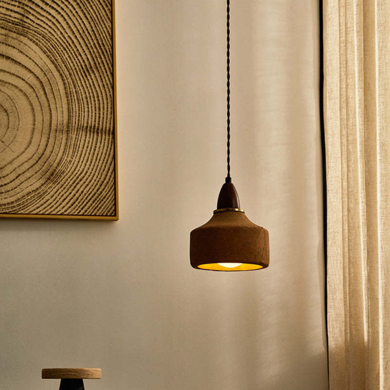 Japanese Wood Ceramic Round Pendant Light - Us