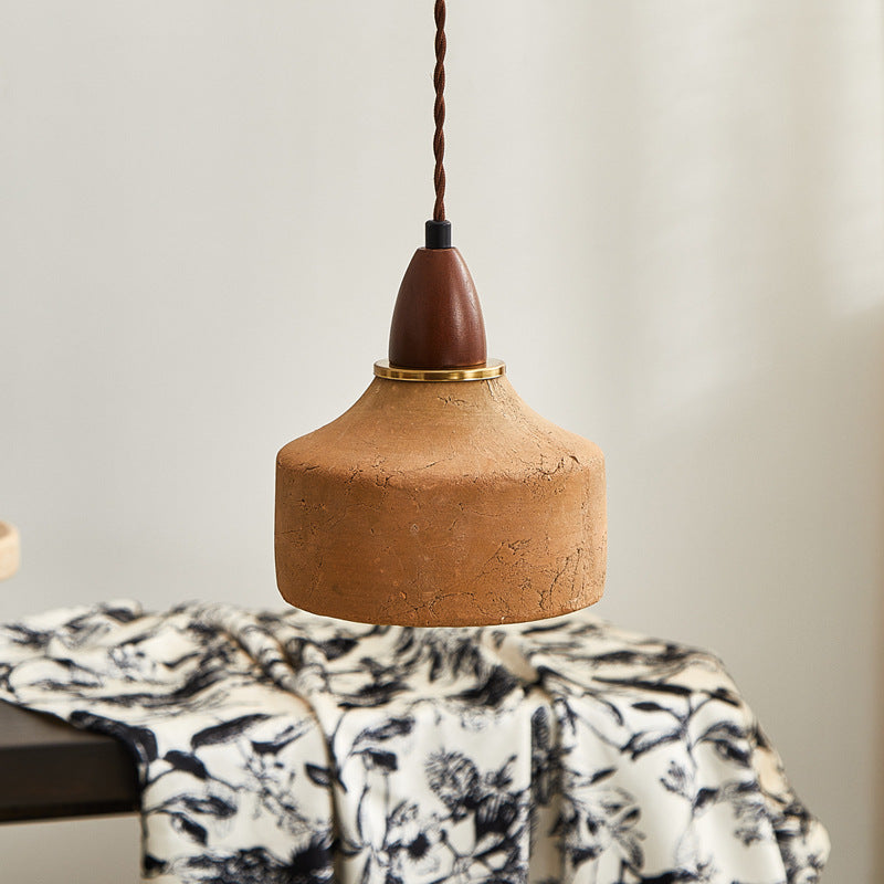 Japanese Wood Ceramic Round Pendant Light - Us