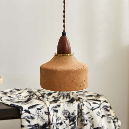 Japanese Wood Ceramic Round Pendant Light - Us