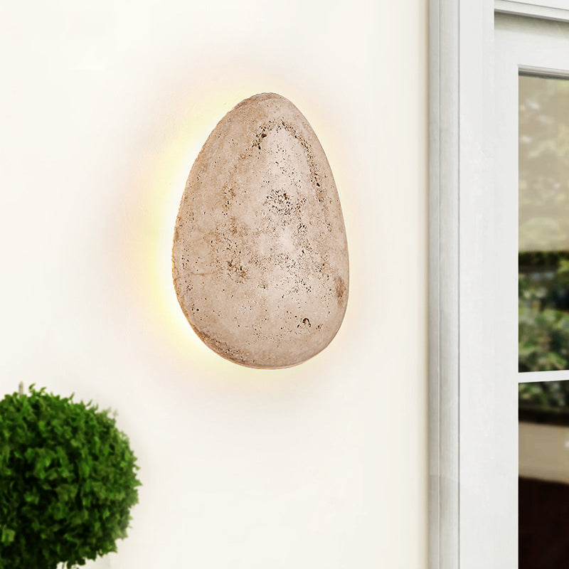 Japanese Travertine Cobblestone LED Outdoor Wall Sconce
