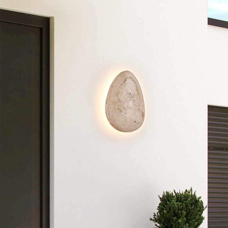 Beige japanese travertine cobblestone wall sconces — 220V-240V (UK/AU)