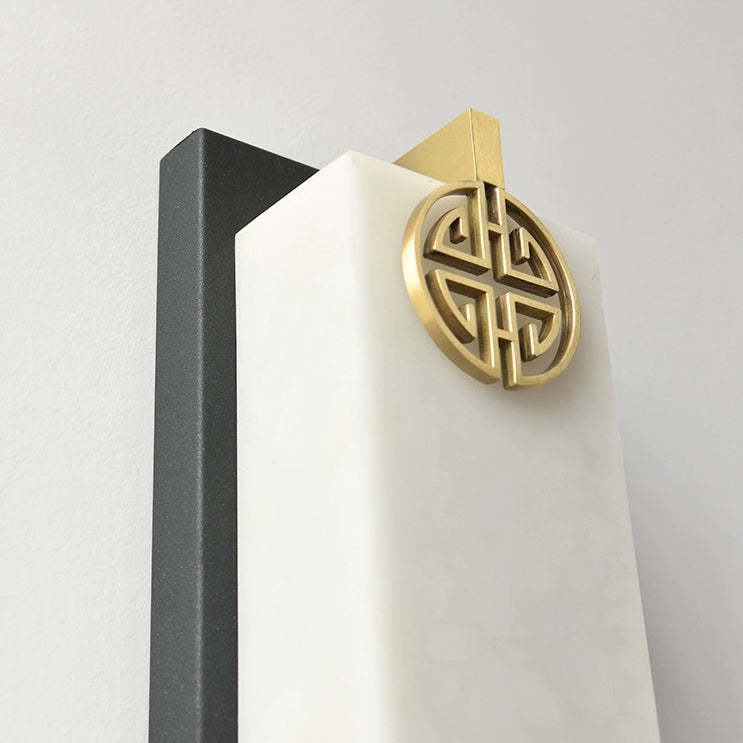 Chinese Column Stainless Steel Marble Shade LED Wall Sconce