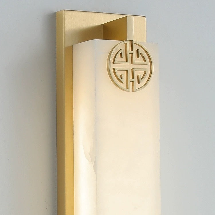 Chinese Column Stainless Steel Marble Shade LED Wall Sconce