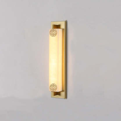 Chinese Column Stainless Steel Marble Shade LED Wall Sconce