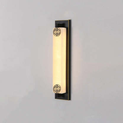 Chinese Column Stainless Steel Marble Shade LED Wall Sconce