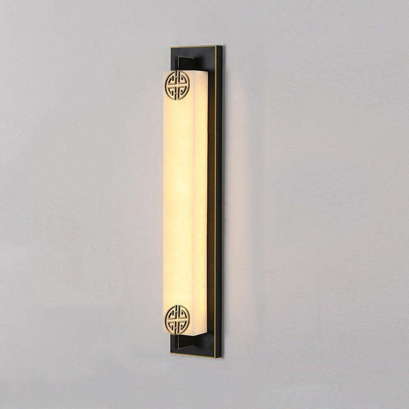 Chinese Column Stainless Steel Marble Shade LED Wall Sconce