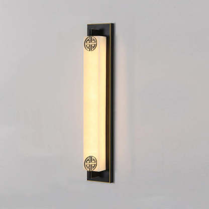 Chinese Column Stainless Steel Marble Shade LED Wall Sconce