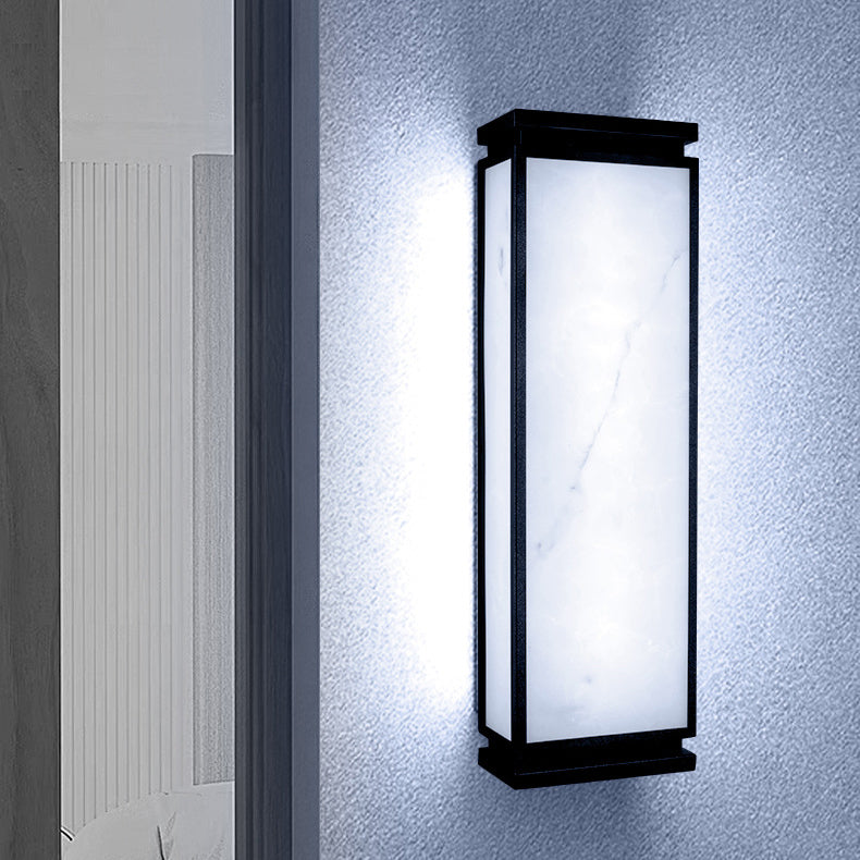 Chinese Stainless Steel Faux Marble LED Outdoor Wall Sconce