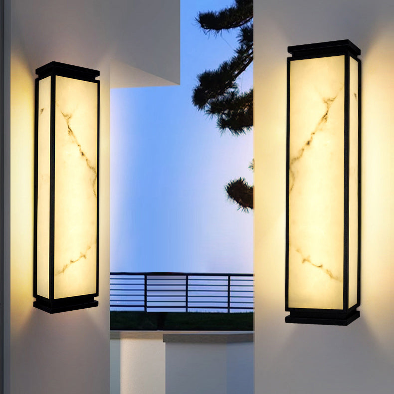 Chinese Stainless Steel Faux Marble LED Outdoor Wall Sconce