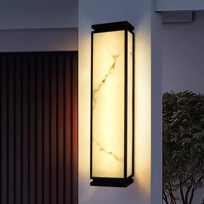 Chinese Stainless Steel Faux Marble LED Outdoor Wall Sconce — 110V-120V For US/CA / Neutral Light (4000K)