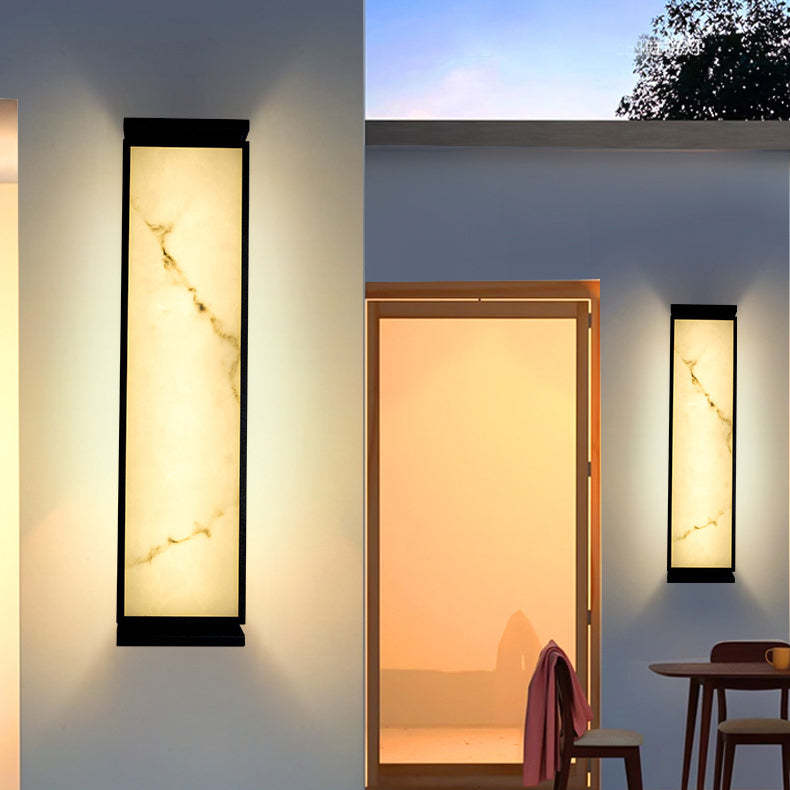 Chinese Stainless Steel Faux Marble LED Outdoor Wall Sconce — 110V-120V For US/CA / White Light (5000K)