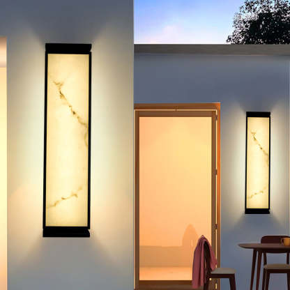 Chinese Stainless Steel Faux Marble LED Outdoor Wall Sconce — 110V-120V For US/CA / White Light (5000K)