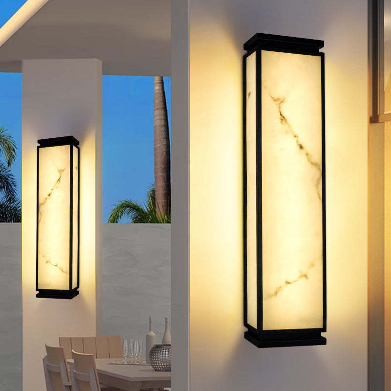 Chinese Stainless Steel Faux Marble LED Outdoor Wall Sconce