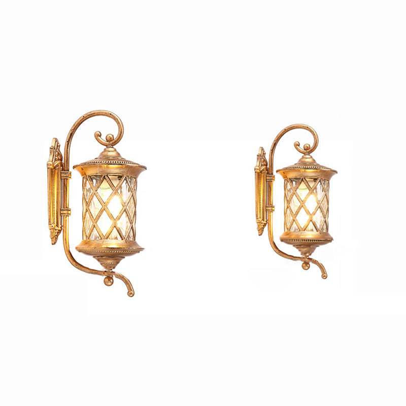 Traditional Rustic Aluminum Ripple Glass Outdoor Wall Sconce
