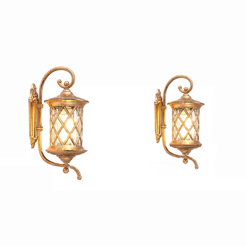 Traditional Rustic Aluminum Ripple Glass Outdoor Wall Sconce