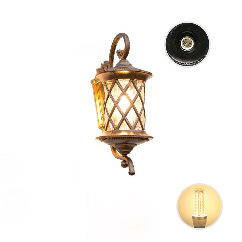 Traditional Rustic Aluminum Ripple Glass Outdoor Wall Sconce