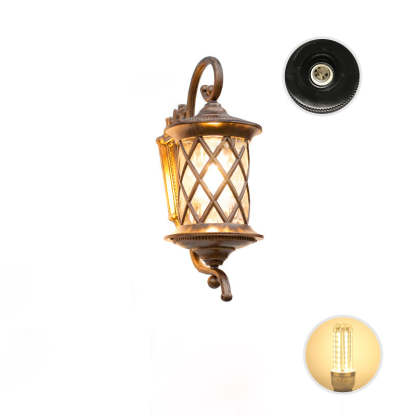 Traditional Rustic Aluminum Ripple Glass Outdoor Wall Sconce