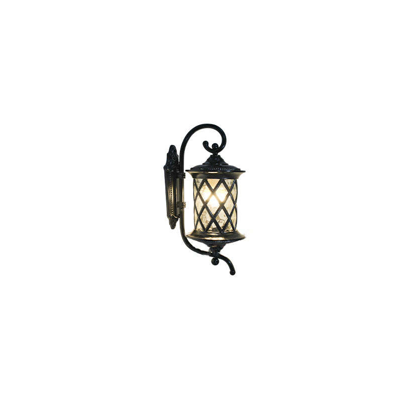 Traditional Rustic Aluminum Ripple Glass Outdoor Wall Sconce
