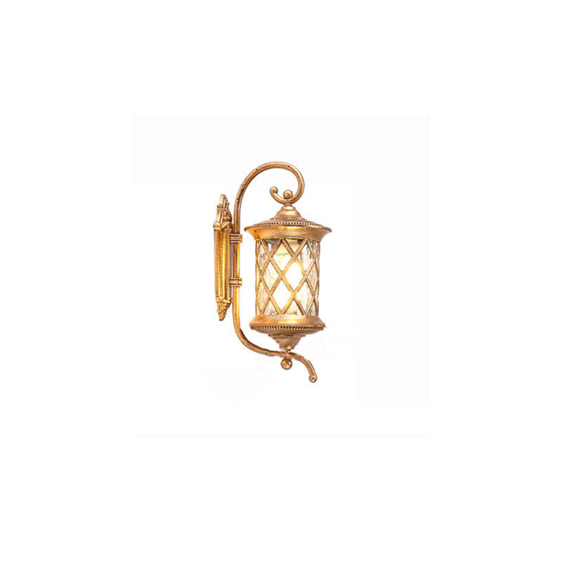 Traditional Rustic Aluminum Ripple Glass Outdoor Wall Sconce