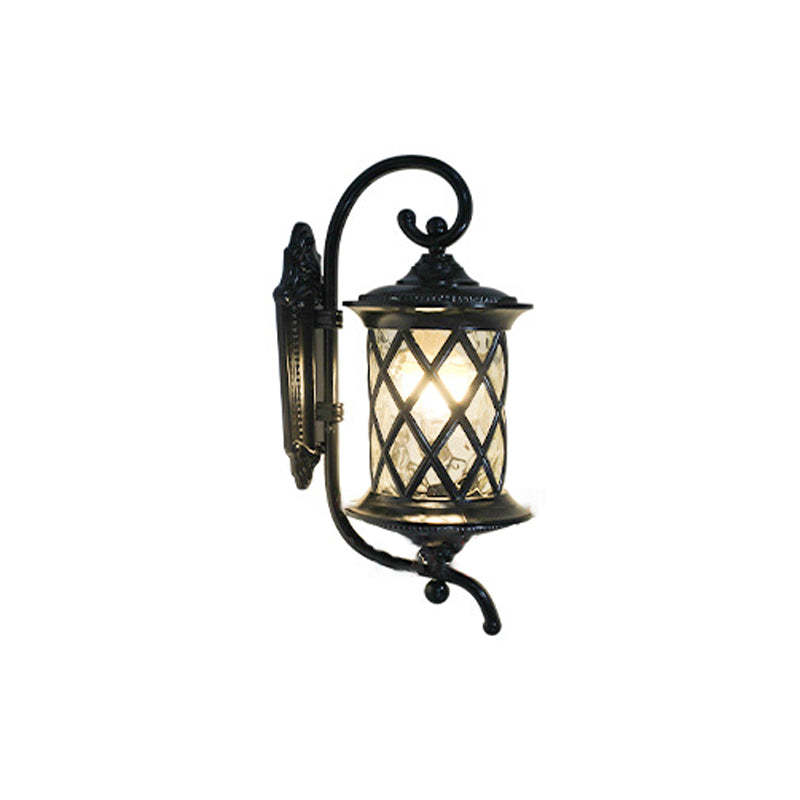 Traditional Rustic Aluminum Ripple Glass Outdoor Wall Sconce