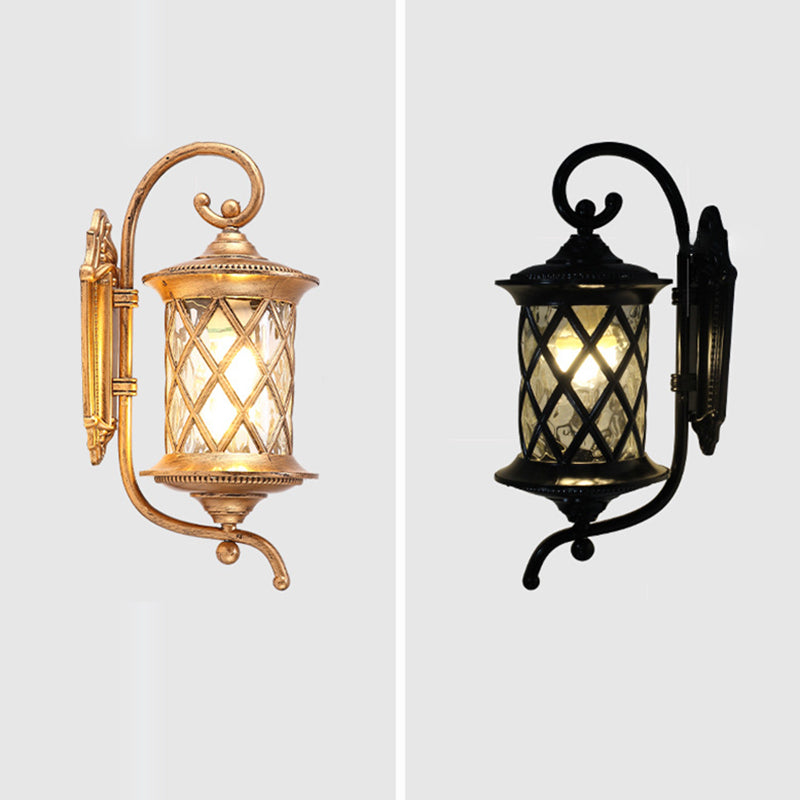 Traditional Rustic Aluminum Ripple Glass Outdoor Wall Sconce