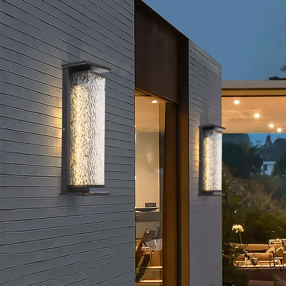 Industrial Crack Shade Cuboid Solar Wall Sconce