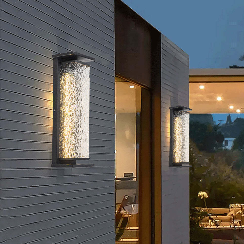 Industrial Crack Shade Cuboid Solar Wall Sconce