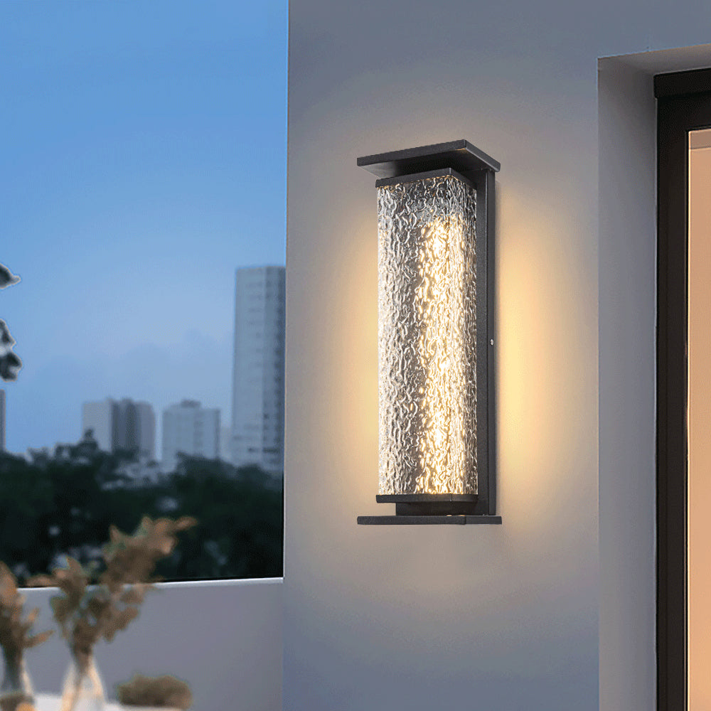 Industrial Crack Shade Cuboid Solar Wall Sconce