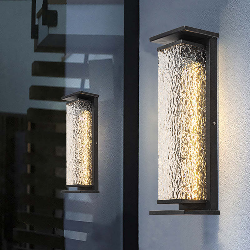 Industrial Crack Shade Cuboid Solar Wall Sconce