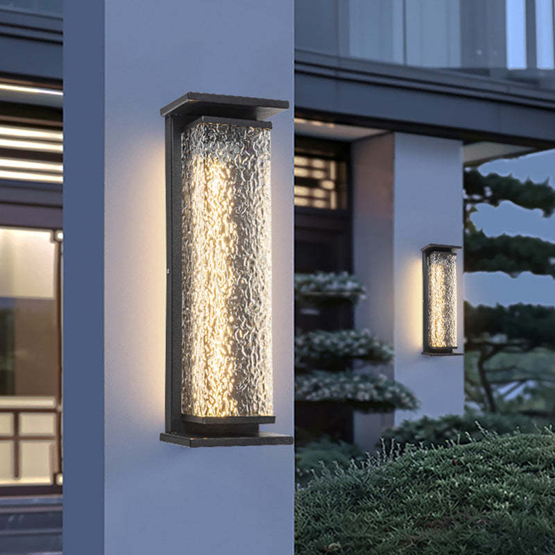 Industrial Crack Shade Cuboid Solar Wall Sconce