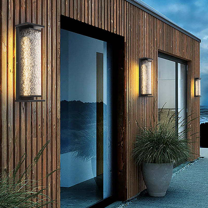 Industrial Crack Shade Cuboid Solar Wall Sconce