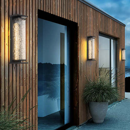 Industrial Crack Shade Cuboid Solar Wall Sconce