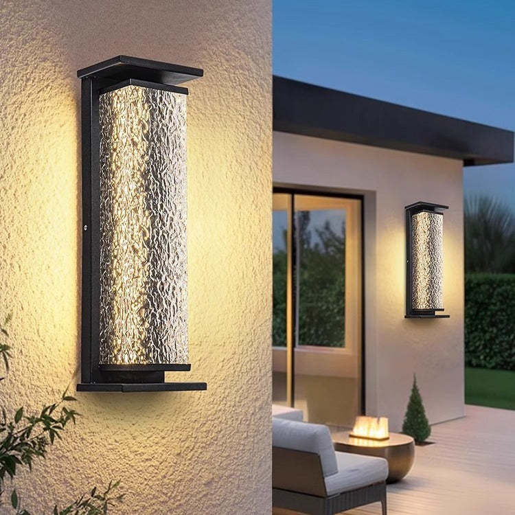 Industrial Crack Shade Cuboid Solar Wall Sconce
