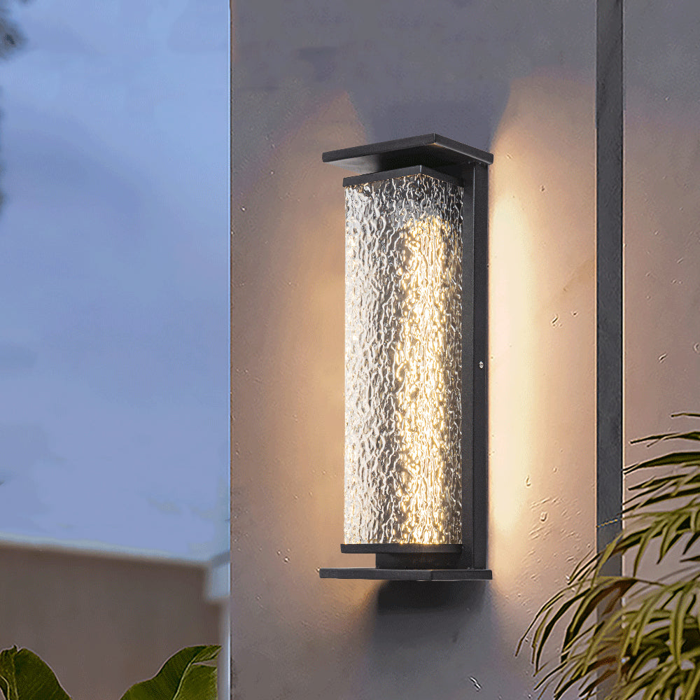 Industrial Crack Shade Cuboid Solar Wall Sconce