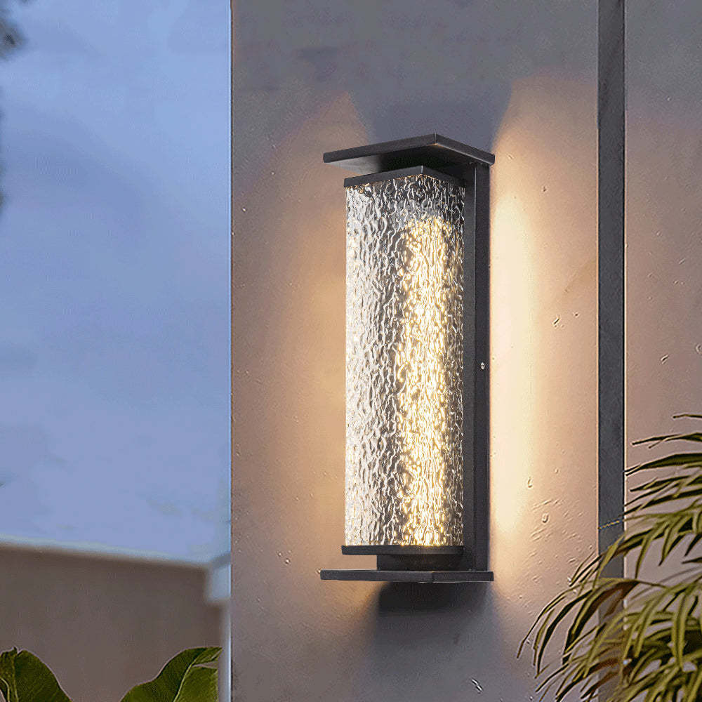 Industrial Crack Shade Cuboid Solar Wall Sconce