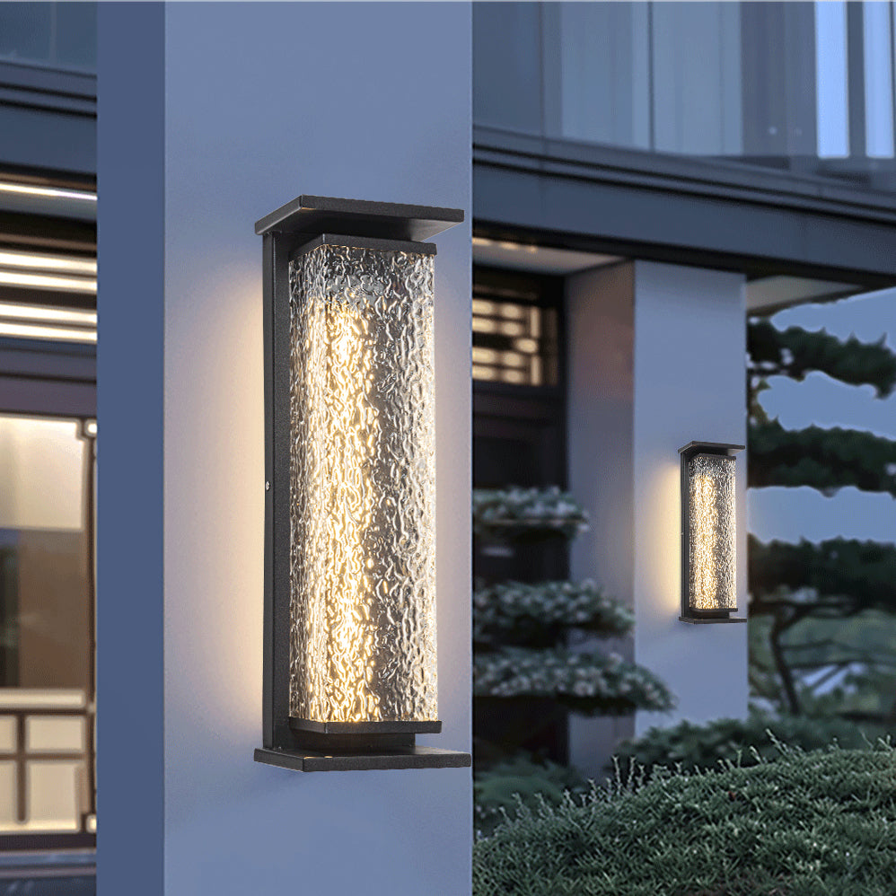 Industrial Crack Shade Cuboid Solar Wall Sconce