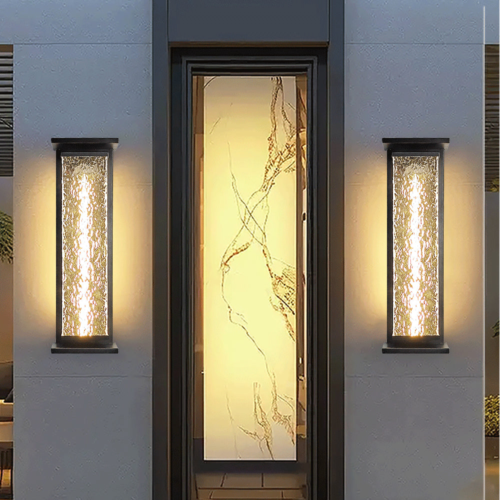 Industrial Crack Shade Cuboid Solar Wall Sconce