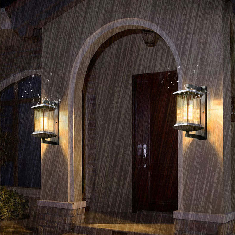 Chinese Aluminum Glass Column Outdoor Wall Sconce — B / 110V-120V For US/CA