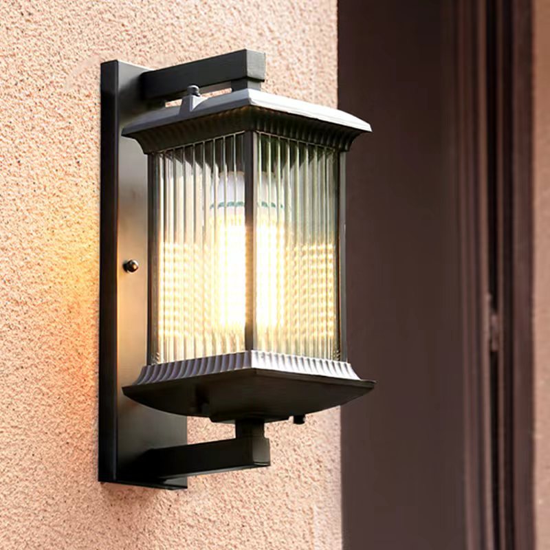 Chinese Aluminum Glass Column Outdoor Wall Sconce