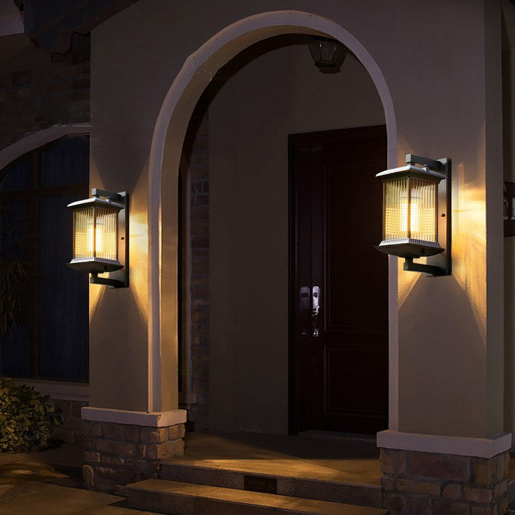Chinese Aluminum Glass Column Outdoor Wall Sconce