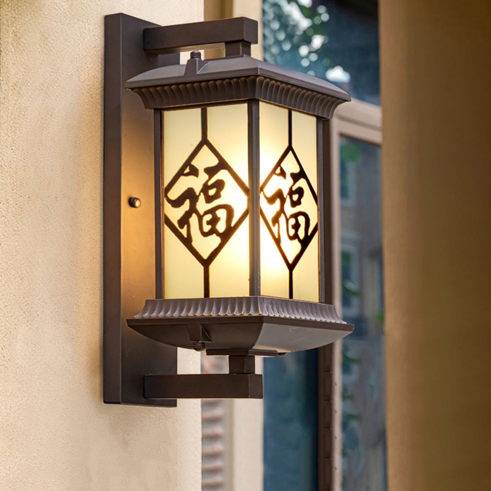 Chinese Aluminum Glass Column Outdoor Wall Sconce