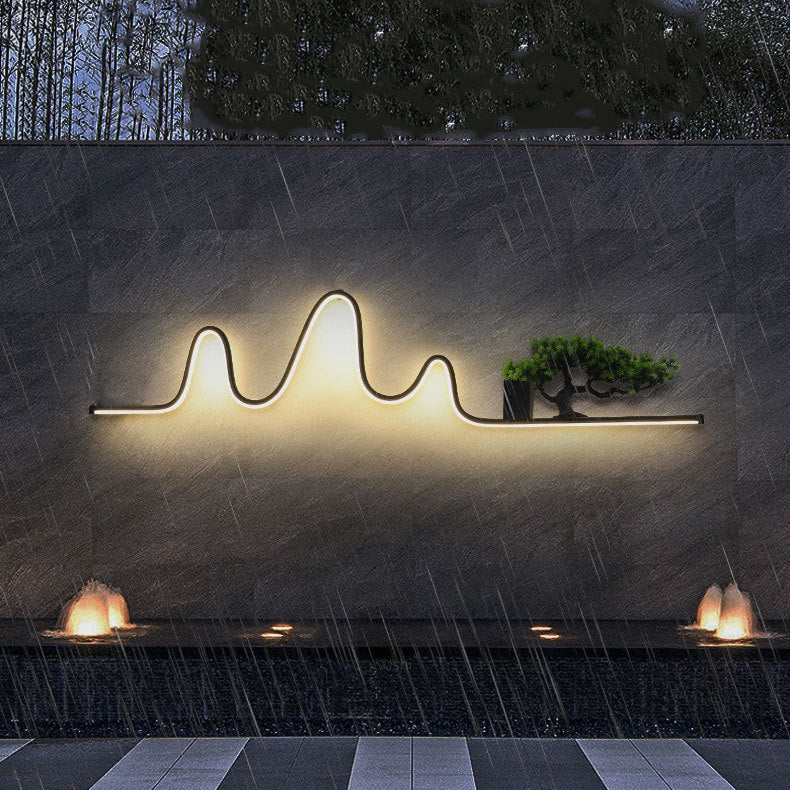 Contemporary Aluminum Arc Faux Pine Wood LED Wall Sconce — White Light (5000K) / 110V-120V For US/CA