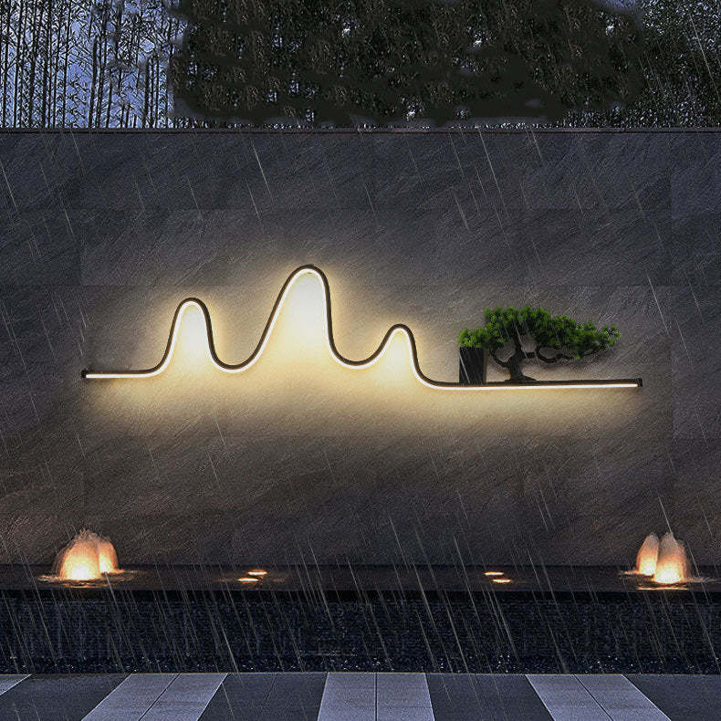 Contemporary Aluminum Arc Faux Pine Wood LED Wall Sconce — White Light (5000K) / 110V-120V For US/CA