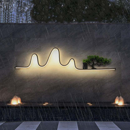Contemporary Aluminum Arc Faux Pine Wood LED Wall Sconce — White Light (5000K) / 110V-120V For US/CA